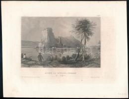 cca 1850 Dévény várának romjai, Ruine von Schloss von Theben, acélmetszet, Hildburghausen, Kunstanstalt des Bibliographisches Institut, 10×15 cm