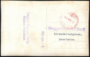 cca 1890 Beszterce, Erdély, a Magyar Nemzeti Bank Kirendeltségének épülete, fotó, hátoldalon felirat...