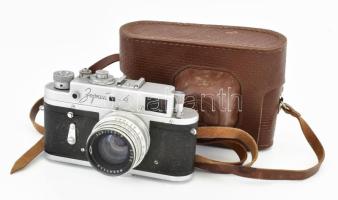 Zorkij-4 retro szovjet fényképezőgép, Jupiter 8 2/50 objektívvel, eredeti bőr tokjában, jó állapotban