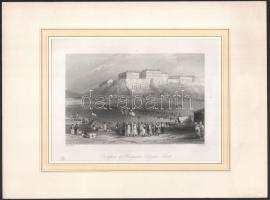 cca 1845 William Henry Bartlett (1809-1854)-Edward Brandard (1819-1898): Procession of Hungarian Pilgrims Pesth, - Pesti zarándokok felvonulása In: Beattie, William: The Danube, acélmetszet, papír, jelzett a nyomaton, paszpartuban, 12x18 cm, teljes: 26x34 cm