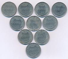 Románia 1943. 100L Fe "I. Mihály" (5x) + 1944. 100L Fe "I. Mihály" (5x) T:XF,VF korr. Romania 1943. 100 Lei Fe "Mihai I" (5x) + 1944. 100 Lei Fe "Mihai I" (5x) C:XF,VF corrosion Krause KM#64