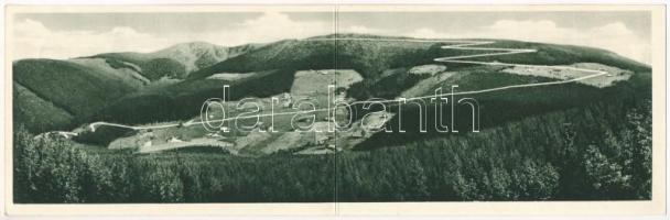 1936 Jilemnice, Panorama Mísecek s horskou silnicí presidenta T. G. Masaryka-Osvoboditele Jilmenice-Krkonos / mountain road, 2-tiled folding panoramacard