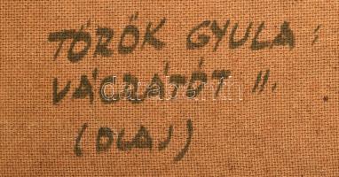 Török Gyula (?-): Vácrátót II. Olaj, farost. Jelzett. Hátoldalán autográf felirattal. Dekoratív fake...