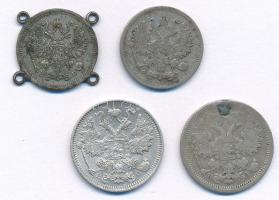 Orosz Birodalom 1876-1914. 10k - 15k Ag (4xklf) T:XF-F patina, lyuktömött, füllel
Russian Empire 18...