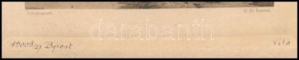 Gönczi Béla (1934- ): Budapest, látkép a Lánchíddal és a Mátyás-templommal, 1984. Rézkarc, papír. Je...