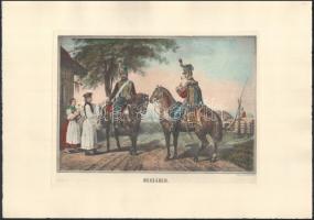 Huszáren, Wien, Verlag Nedomansky, kézzel színezett litográfia, papír, 19x27 cm