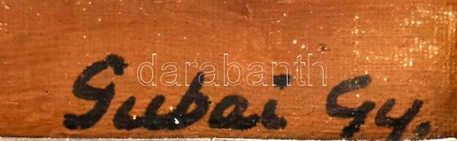 Gubai Gy jelzéssel: Csendélet. Olaj, vászon, kartonon. Dekoratív fakeretben. 34,5x25 cm