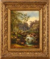 Telepy K jelzéssel: Romantikus táj. Olaj, karton. Dekoratív fakeretben. 36x20 cm