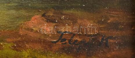 Telepy K jelzéssel: Romantikus táj. Olaj, karton. Dekoratív fakeretben. 36x20 cm