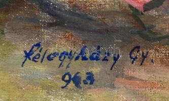 Félegyházi/Félegyházy Gyula(1879-1966): Virágos udvar. Olaj, vászon. Jelezve jobbra lent. Dekoratív ...