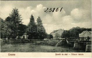 Kraszna, Crasna; Scoala de stat / Állami iskola, híd / state school, bridge (Rb)