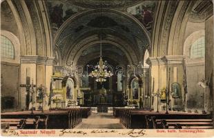 1906 Szatmárnémeti, Szatmár, Satu Mare; Római katolikus székesegyház, belső. Reizer János kiadása / cathedral, interior