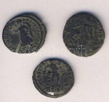 Római Császárság II. CONSTANTIUS 324-361. Bronzpénz T:3 + I. VALENTINIANUS 364-375. Nummi T:3 + VALENS 364-378. Bronzpénz T:3