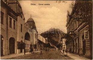 1911 Déva, Városi színház, Laufer Vilmos üzlete és saját kiadása / street view, theatre, publisher's shop (EK)