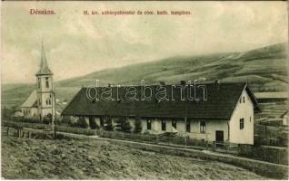 1913 Désakna, Ocna Dejului; M. kir. sóbányahivatal és római katolikus templom. Moskovitz Vilmos kiadása / salt mine, Catholic church (EK)