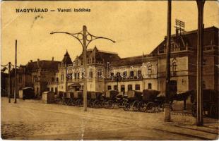 1910 Nagyvárad, Oradea; Vasútállomás. Klein Sándor és Vilmos kiadása / railway station (fa)