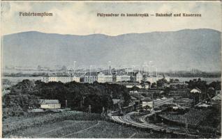 1917 Fehértemplom, Ung. Weisskirchen, Bela Crkva; Pályaudvar és kaszárnyák. Hepke Berthold kiadása / Bahnhof und Kasernen / railway station, military barracks (EK)