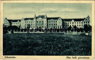 1943 Csíkszereda, Miercurea Ciuc; Római katolikus gimnázium. Foto Seiwarth felvétele / grammar school (lyukak / pinholes)