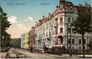 1916 Temesvár, Timisoara; Liget út. Gerő Manó kiadása / Park Strasse / street view (EK)