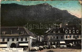 Brassó, Kronstadt, Brasov; Fő tér, piac, Carl Derndorfer és Moritz Krauss üzlete. Rosenberg Dávid kiadása / main square, market, shops (b)