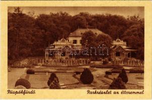 Püspökfürdő, Szentlászlófürdő, Baile 1 Mai (Nagyvárad, Oradea); Park részlet az étteremmel / park, restaurant, spa