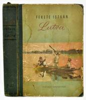 Fekete István: Lutra. Egy vidra regénye. Szilvássy Nándor rajzaival. Bp., 1955, Ifjúsági Könyvkiadó. Első kiadás. Kiadói illusztrált félvászon-kötés, kissé viseltes, sérült borítóval, a borítón és a lapok egy részén ázásnyomokkal.