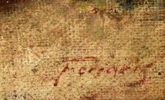 Ferraris Artúr (1856-1936): Szent Ferenc a madaraknak prédikál. Olaj, vászon. Jelezve jobbra lent. D...