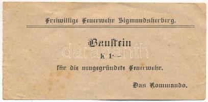 Ausztria 1879. "Sigmundsbergi Önkéntes Tűzoltóság" téglajegye 1K értékben T:F beszakadás Austria 1879. 1 Krone "Freiwillige Feuerwehr Sigmundsherberg" brick ticket C:F tear