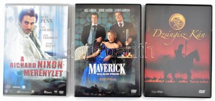 3 db DVD film: Maverick - Halálos póker, A Richard Nixon merénylet, Dzsingisz Kán