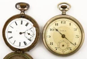 2 db régi zsebóra, sérült, nem működő állapotban, d: 45-51 mm