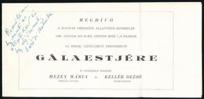 1968 Károlyi Mihályné Andrássy Katinka (1892-1985) saját kezű sorai egy gálaestre szóló meghívón Szekeres György (1914-1973) újságíró, műfordító, később az Európa Kiadó főszerkesztője és felesége részére, borítékkal, saját kezű aláírásával