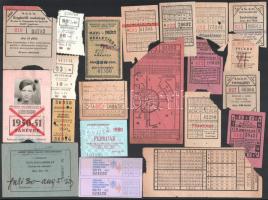 21 db vegyes közlekedési jegy és bérlet