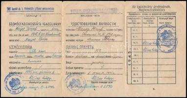 1945 Katonai személyazonossági igazolvány, magyar és orosz nyelvű, "10/I. honvéd gk. k. tüzéros...