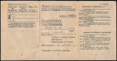 1945 Katonai személyazonossági igazolvány, magyar és orosz nyelvű, "10/I. honvéd gk. k. tüzéros...