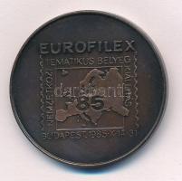 1985. &quot;Eurofilex Nemzetközi Tematikus Bélyeg Kiállítás / Fédération Nationale des Philatélistes Hongrois&quot; kétoldalas bronz emlékérem (42,5mm) T:1-