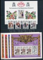 1978 II. Erzsébet királynő sor + kisívsor + blokk + bélyegfüzet Mi 385-388 A-C + Mi 10 + Mi 390-392