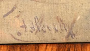 Olvashatatlan (Adler?) jelzéssel, feltehetően 1920-40 körül működött magyar festő: Séta a hóban. Ola...