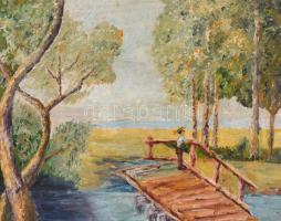 Herman jelzéssel: Vízparton. Olaj, vászon, sérült. Fakeretben, 40×50 cm