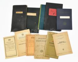 1911-1968 Tanulmányi értesítők, leckekönyvek, 11 db, számos aláírással, köztük Kövessi Ferenc (1875-1945), Pogány Béla (1887-1943), Csíki László (1897-1988), stb.