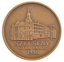 1986. "Szécsény újra város / Hazafias Népfront Honismereti Bizottsága" kétoldalas bronz emlékérem (42,5mm) T:1-