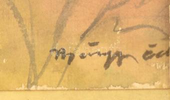 Márffy Ödön jelzéssel: Fenyves. Akvarell, papír, üvegezett fakeretben, 38×24 cm