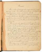 cca 1890-1910 Építészeti jegyzetek, kézzel írt füzet, igényes rajzokkal, egy-két oldal híján teleírva