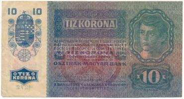 1915. 10K piros "DEUTSCHÖSTERREICH" felülbélyegzéssel T:F beszakadás, amúgy erős papír