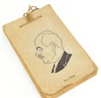 cca 1930-1940 Dönczy Lukács Ödön: Borsod vármegye tisztviselőkarának karikaturái. Hozzákötve: ,,Erzsébet" közkórház. hn., én., 42 t.+1 p. +29 t. Zsinórfűzéses táblák, foltos, az első kettő táblán gyűrődésekkel, az utolsó lapon szakadásokkal, egy tábla kivételével a táblák előtt hártyapapírokkal, a hártyapapírokon rajzokkal, gyűrődésnyomokkal, kis sérülésekkel. Ritka!