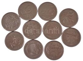 Kanada 1999-2000. 25c Cu-Ni (10x) forgalmi emlékkiadások T:AU,XF
Canada 1999-2000. 25 Cents Cu-Ni (...