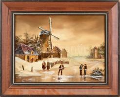 Metzné Nagy Ilona (?-): Táj. Olaj, farost, jelzett, dekoratív fakeretben, 30×40 cm