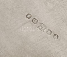 Angol art deco cukortartó, kanállal. jelzett angol alpakka, Wedgewood fajansz betéttel. Hibátlan m: ...