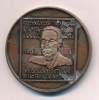 Máté István (1952-) 1988. "A Gyöngyösi Kórház alapításának emlékére, Vezekényi István kórházalapító / XIV. Heves Megyei Orvos Gyógyszerész Napok" kétoldalas Br emlékérem (42,5mm) T:1- patina