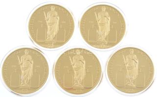 Kósa István (1953-) 2001. "Richter Gedeon RT. 2001 Centenárium / Egészséges fejlődés a jövő nemzedékéért - Aszklépiosz" kétoldalas aranyozott fém emlékérem kapszulában (5x) (42mm) T:PP