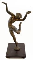 Kerényi Jenő (1908-1975): Táncosnő (Táncoló art deco nőalak), bronz szobor, fém alapon Jelzett 35 cm